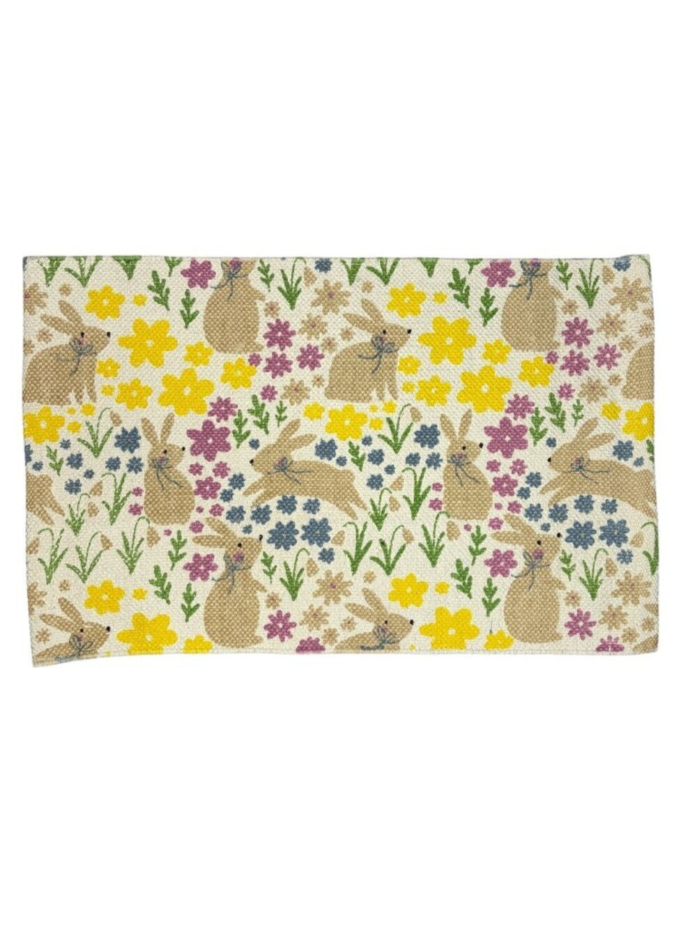 Spring Flower and Bunny Accent Rug NEW 15" X 24"